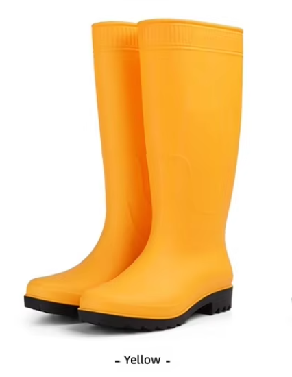 matte-yellow-high-calf-mens-pvc-waterproof-boots-white-background