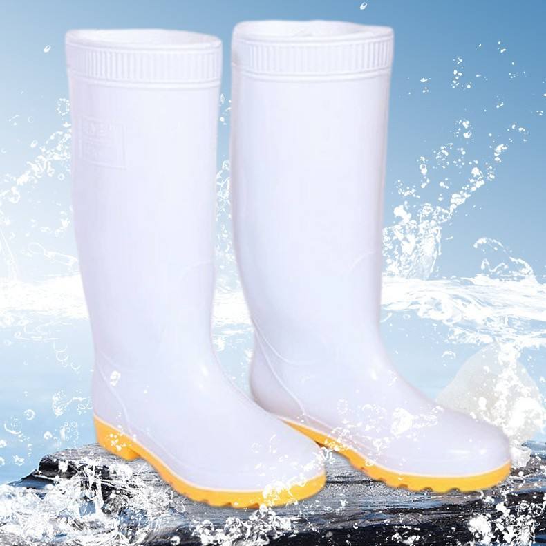 food‑grade‑white‑pvc‑waterproof‑safety‑wellington‑boots‑yellow‑anti‑slip‑outsole